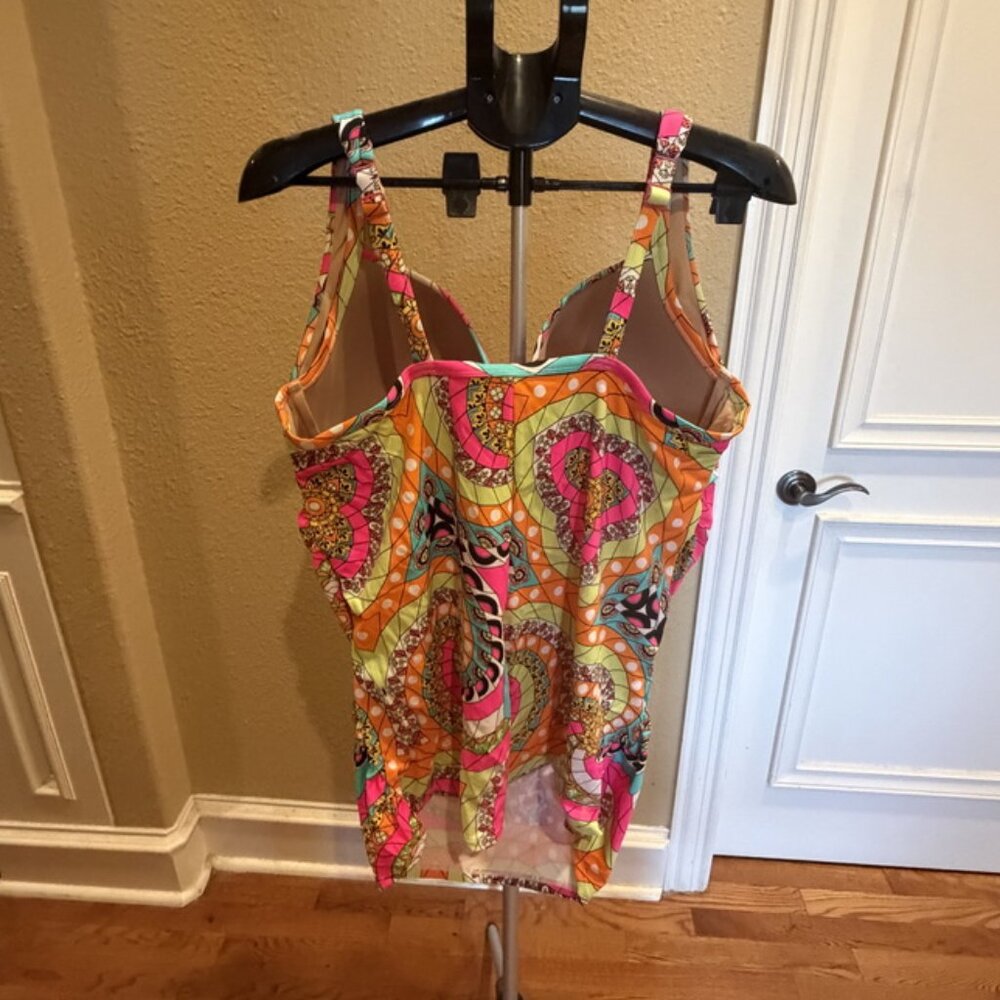 NWT Lane Bryant Swim Top Cacique Tankini 44DDD Underwire Molded Cup Adjust Strap - Picture 6 of 11